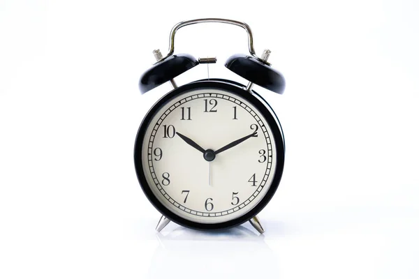 Black Retro Alarm Clock Isolated White Background Royalty Free Stock Images