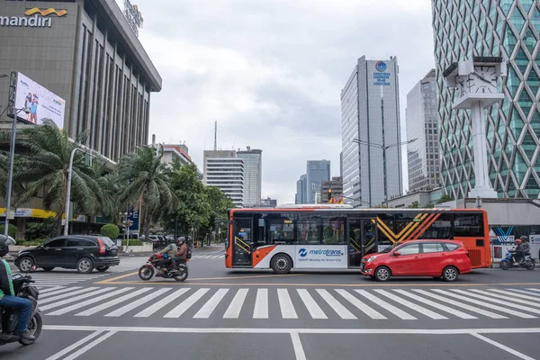 Джакарта Индонезия Января 2019 Года Вид Движения Автомобильного Транспорта Главной — стоковое фото