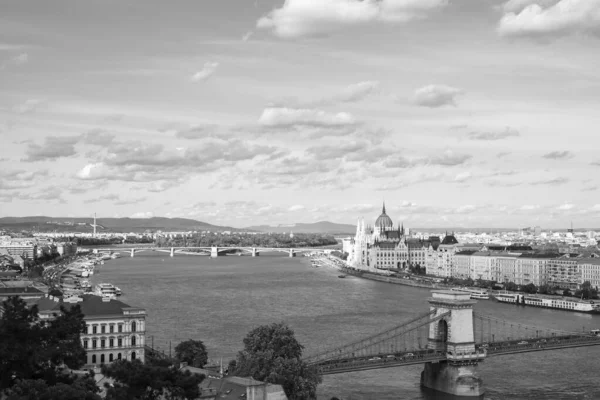 Будапешт Венгрия Октября 2019 Года Черно Белый Вид Будапешта Цепной — стоковое фото