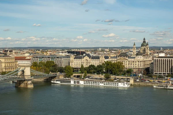 Будапешт Венгрия Октября 2019 Года Вид Будапешт Воздуха Цепного Моста — стоковое фото