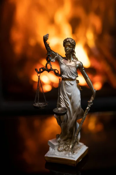 Themis Estatua Justicia Escalas Derecho Abogado Concepto — Foto de Stock