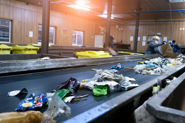 waste sorting and recycling line. Recycling of secondary waste.