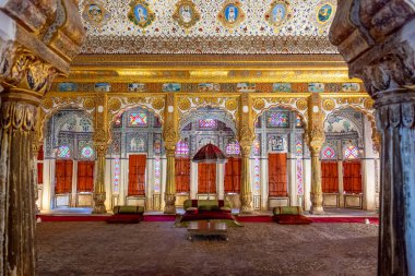 Mehrangarh kalesindeki Phool Mahal (çiçek odası), Jodhpur, Hindistan,