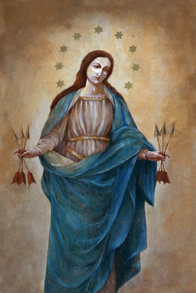 Virgin Mary with six arrows — Stock Photo, Image