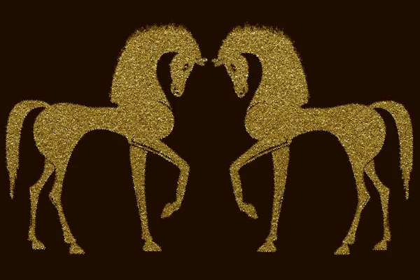 Két arany ló — Stock Fotó