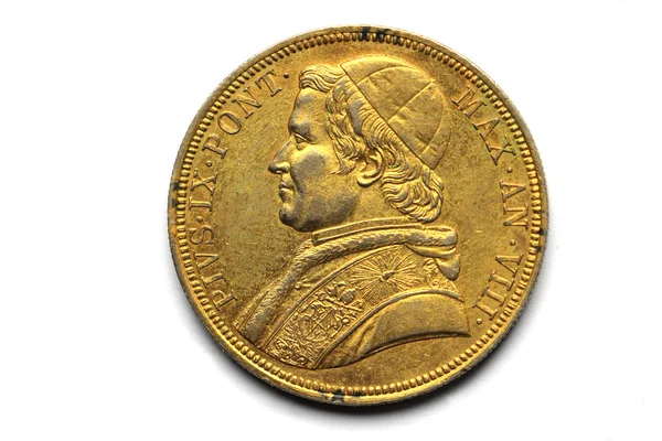 Gold coins of Pivs IX Pont 1853 — Stock Photo, Image