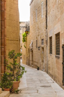Silent and magical alley in Mdina, Malta