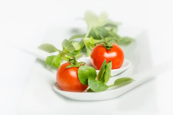 Corn salad and cherry tomato — Stock Photo, Image