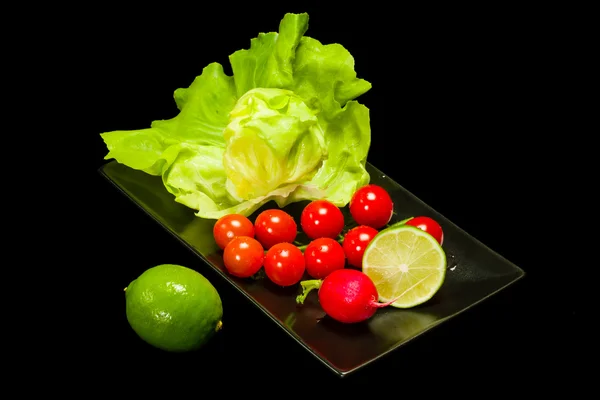 Lettuce, lime and tomato — Stock Photo, Image