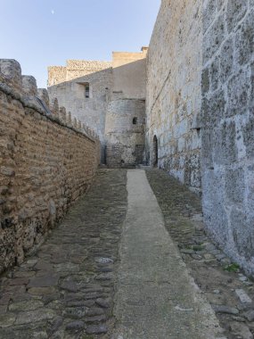 Kelibia 'nın kalesinin büyük taş duvarları yumuşak, bulutlu kış gökyüzünün altında Akdeniz' e bakıyor. Bu antik stratejik kale Tunus 'un zengin tarihine sessiz bir tanık olmaya devam ediyor. Kuzey Kakao' nun görkemli ve sessiz manzarasını sunuyor.
