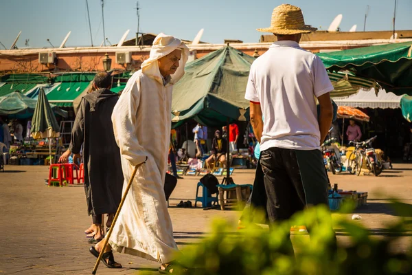 A Jemaa el Fna tér Marrakesh-ben — Stock Fotó