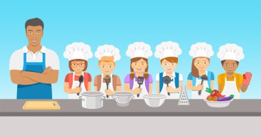 Sınıf yemek çocuklar illüstrasyon düz