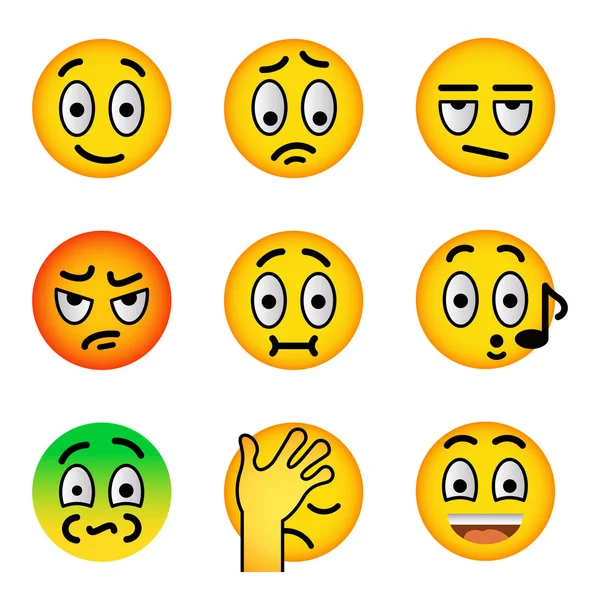 Smiley twarz ikony emoji płaski wektor zestaw — Wektor stockowy