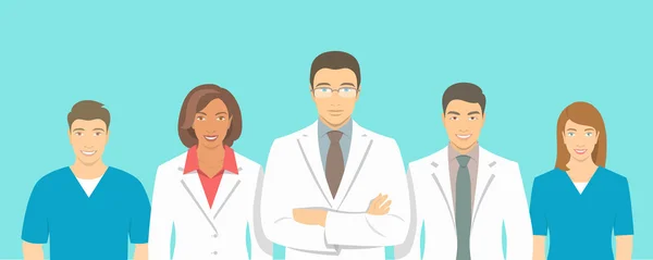 Medical clinic doctors team vector flat illustration