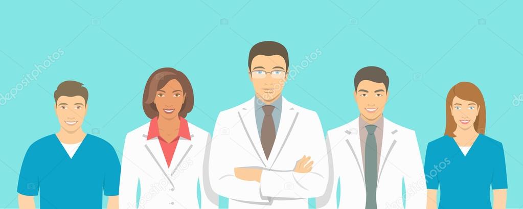 equipe médica de médicos e enfermeira. grupo de médicos vector