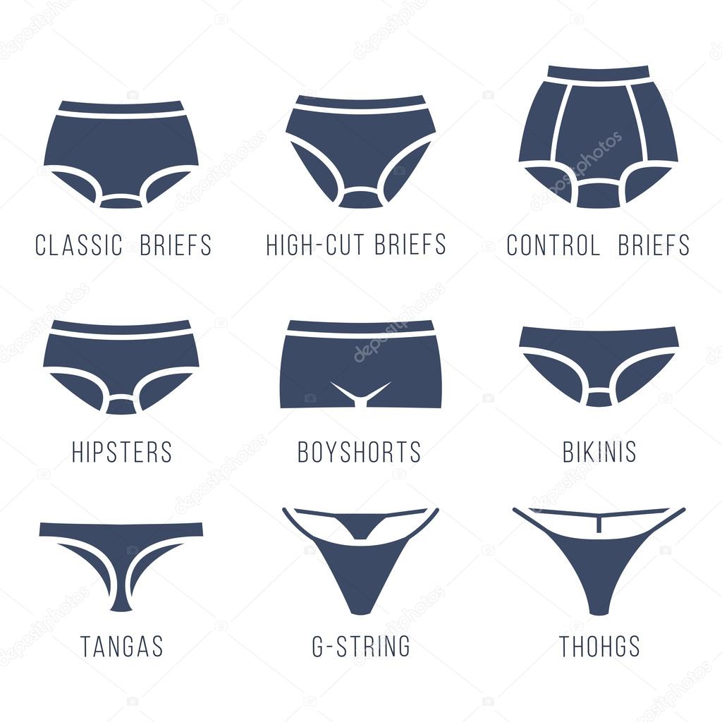 Female underwear panties types flat silhouettes vector icons Stock Vector  by ©vectorikart 112103898