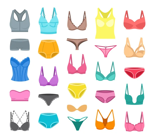 Female underwear design vector flat icons — Stock Vector