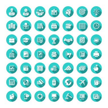 İş düz vektör web Icons set