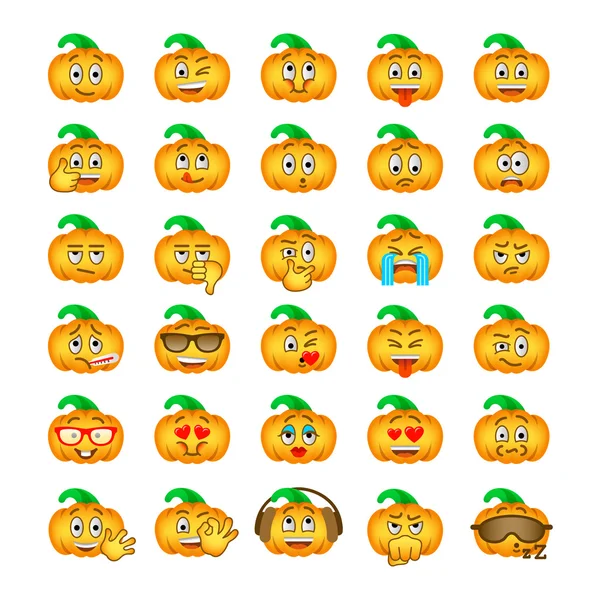 Emoticons emoji abóbora Halloween — Vetor de Stock