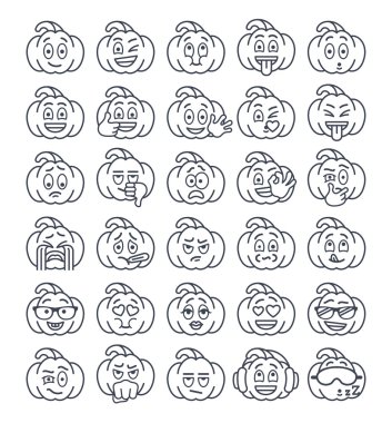 Cadılar Bayramı Balkabağı ince çizgi emoji emoticons