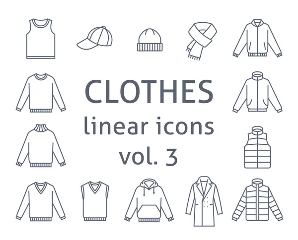 Men Clothes Flat Line Vector Icons Simple Linear Symbols Male — Stock Vector