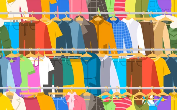 Roupas Homens Mulheres Racks Cabide Longo Sem Costura Padrão Muitas — Vetor de Stock