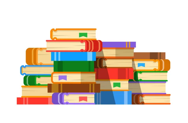 Στοίβα Βιβλίων Επίπεδη Διανυσματική Απεικόνιση Διαφορετικά Χρωματιστά Βιβλία Στοιβαγμένα Εκπαιδευτική — Διανυσματικό Αρχείο