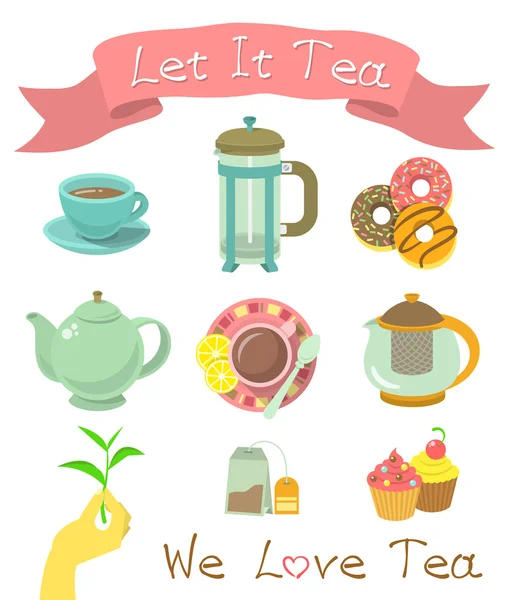 Tea Icons — Stock Vector