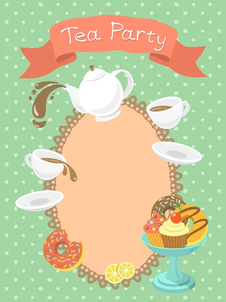 Invitación fiesta de té — Vector de stock