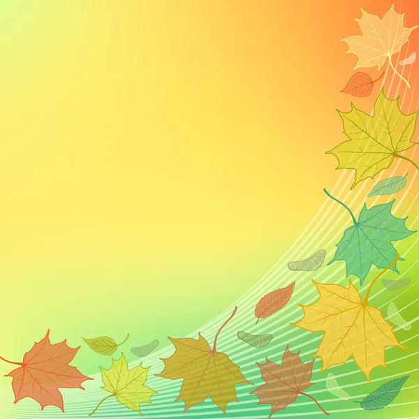 Herbst Hintergrund mit abgefallenen Blättern und Leerraum — Stockvektor