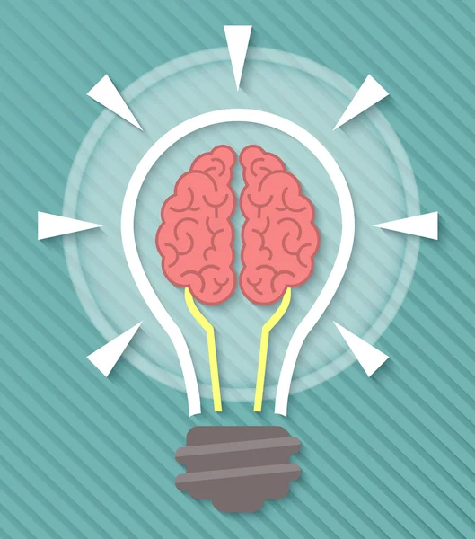 Brain and Idea Light Bulb Concept — Stock Vector