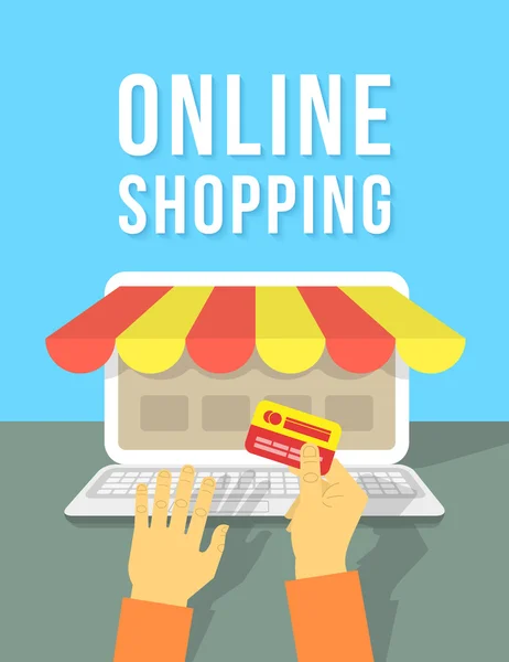 Online Shopping by Laptop — Stock Vector