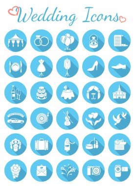 Yuvarlak düz düğün simgeler