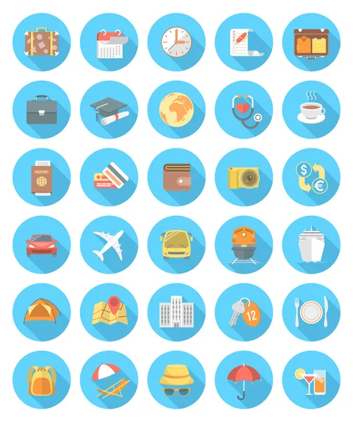 Iconos de viaje planos modernos — Vector de stock