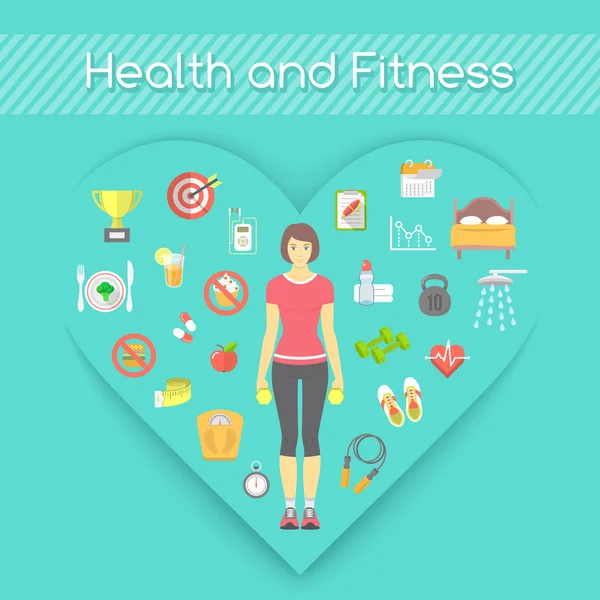 Woman Health and Fitness Infographics — Stock Vector
