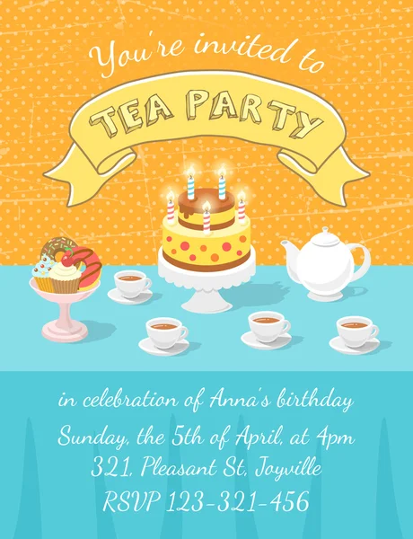 Tea Party Invitation Template Stock Vector