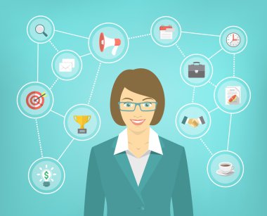Modern iş kadın kavramsal Infographics