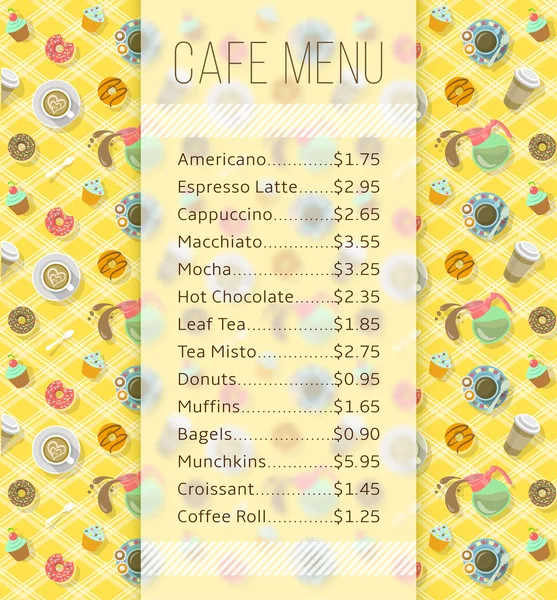 Modèle de menu Café avec les prix des aliments et boissons — Image vectorielle