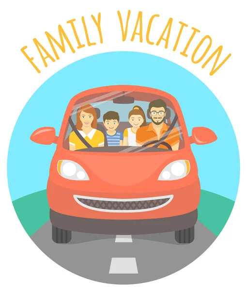 Family vacation trip by car — Stock Vector