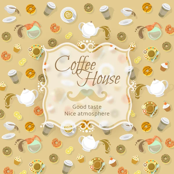 Étiquette du café sur fond d'aliments et de boissons — Image vectorielle