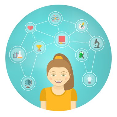 Dahi kız kavramsal Infographics ilgi