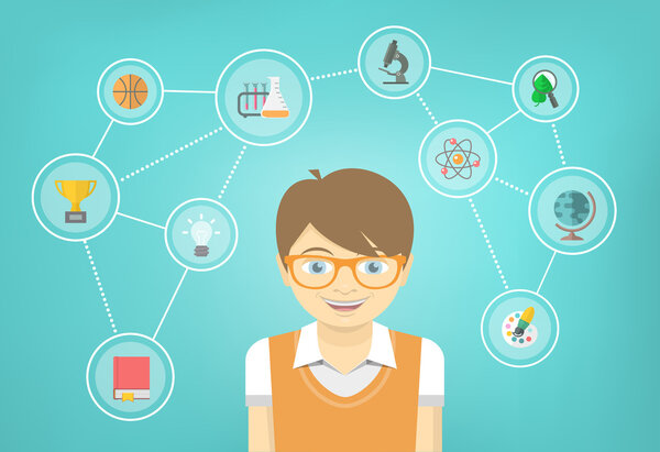 Genius Boy Interests Conceptual Infographics