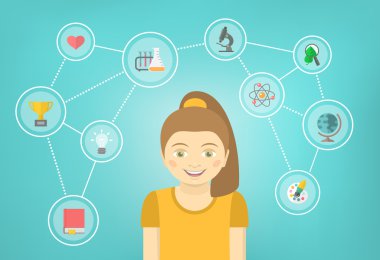 Dahi kız kavramsal Infographics ilgi