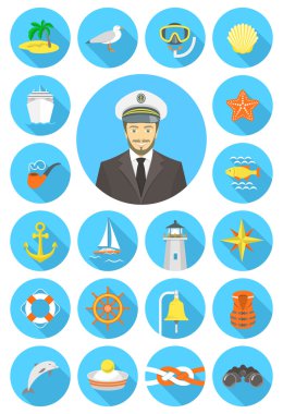 Düz deniz kutsal kişilerin resmi ile genç çekici Kaptan