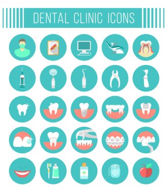 Diş Kliniği Hizmetleri düz simgeler
