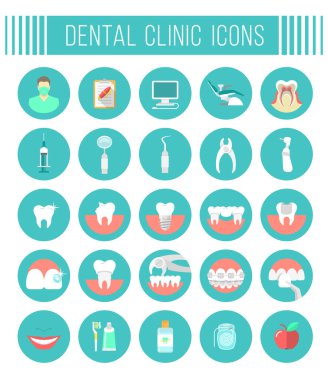Dental clinic services flat icons clipart