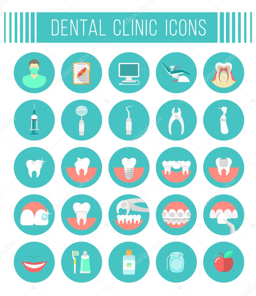 Dental clinic services flat icons