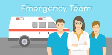 Doctor and nurses ambulance personnel clipart