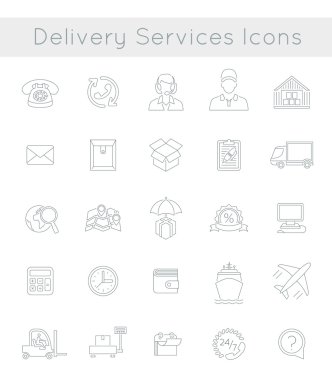 Dağıtım ve Lojistik Hizmetleri düz çizgi web simgeler