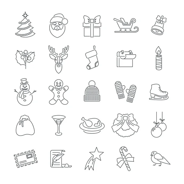 Noel simgeler düz çizgi vektör simgeler kümesi
